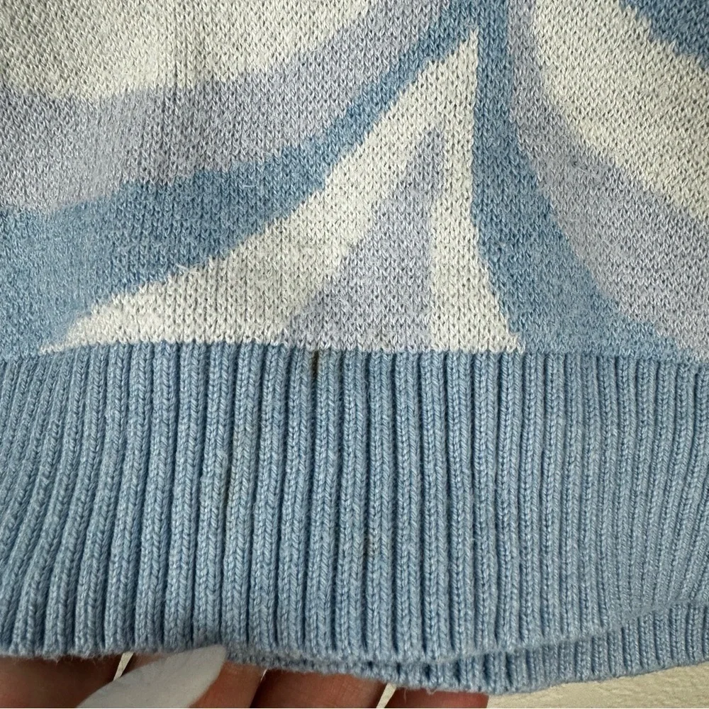 Hollister Flower Print Sweater Vest Tank Top in Blue Cotton Blend Size Small